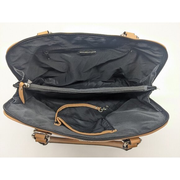 GIANI BERNINI saffiano faux-leather dome satchel crossbody bag -Black/Beige - Picture 9 of 11